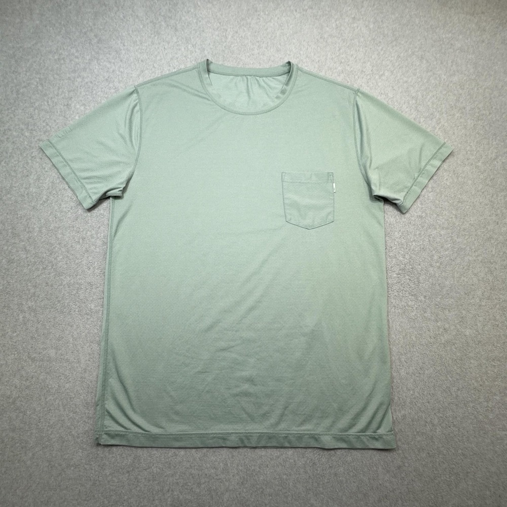 Vuori Tradewind Performance T Shirt Mens Large Green Pocket Mesh Active Gym Run